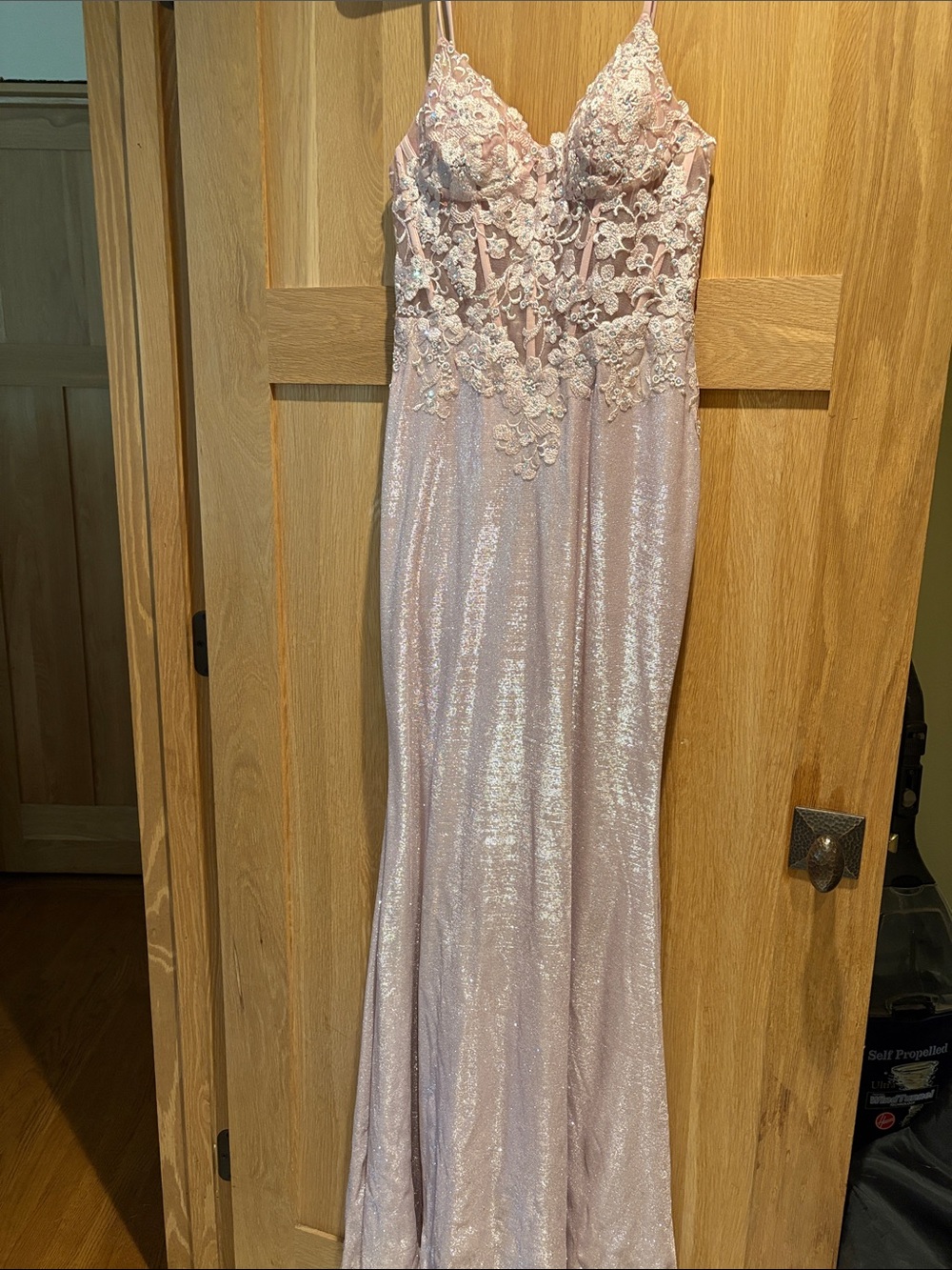 Custom made Blush Lace Sequin Evening Gown